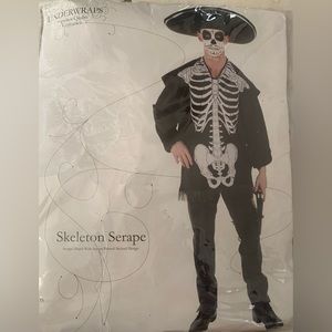 Black Skeleton serape men adult Halloween costum